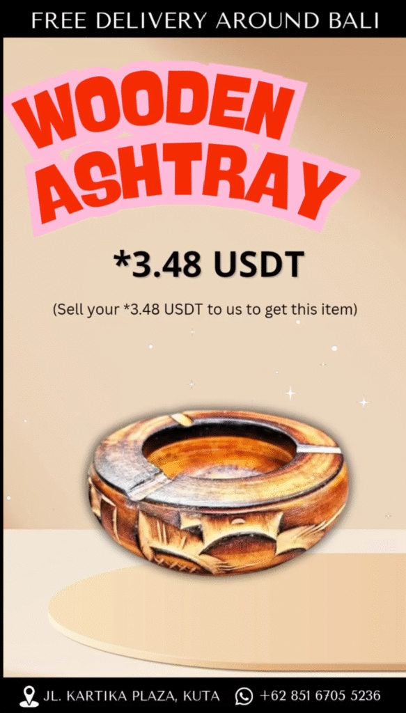 natural wooden ashtray with carved & dotted design (medium size)